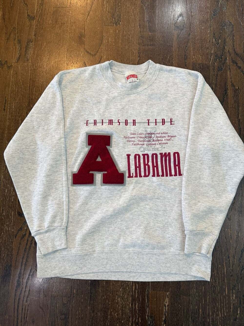 Nutmeg Mills Alabama Crimson Tide Sweatshirt Size Medium Grey Vintage